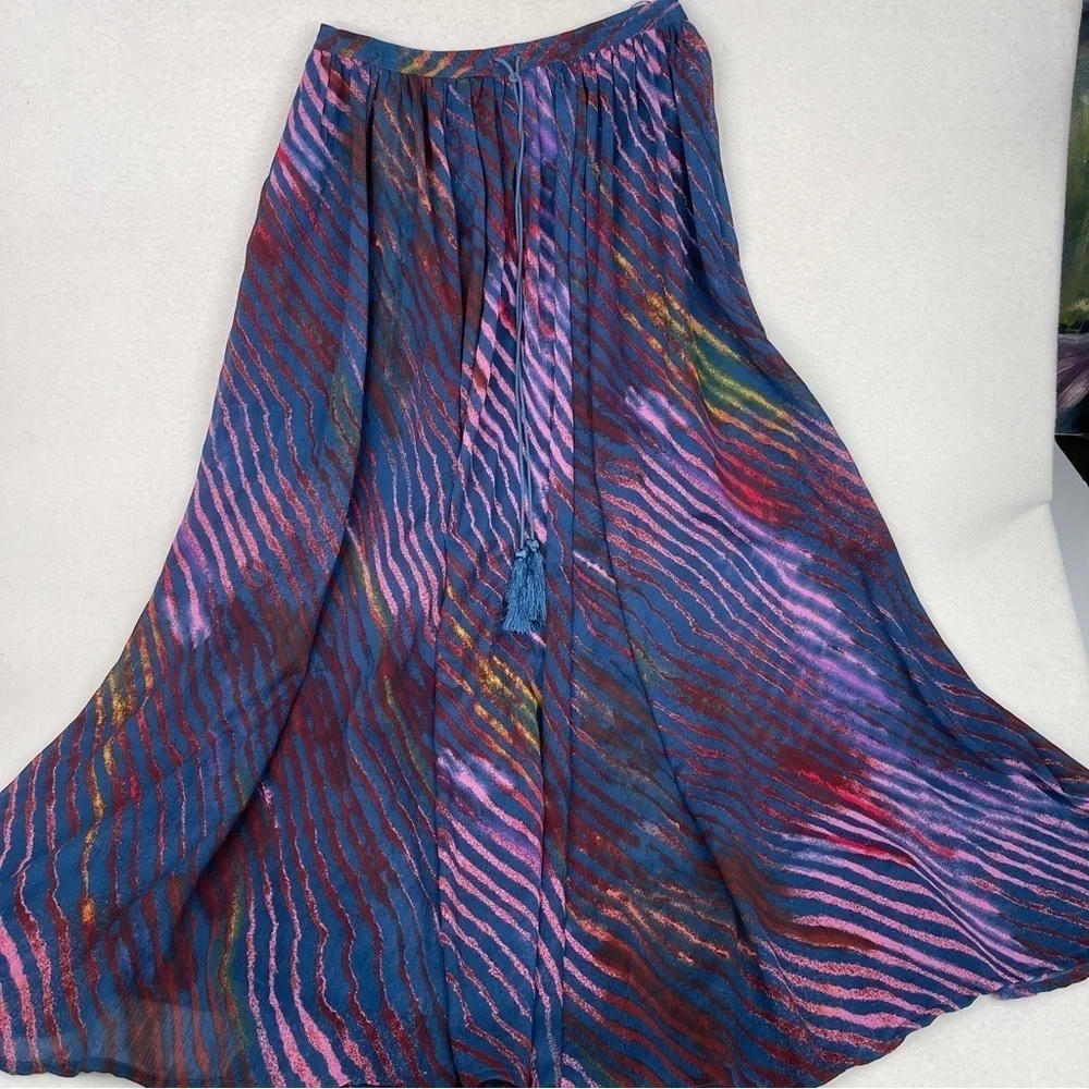 Free People Navy Print Maxi Skirt Extra Small